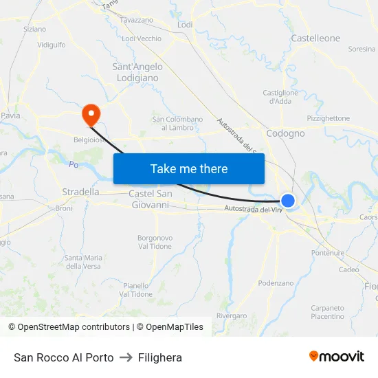 San Rocco Al Porto to Filighera map