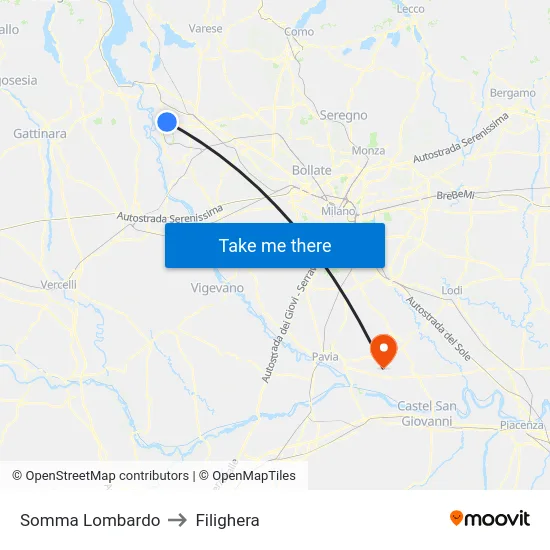 Somma Lombardo to Filighera map