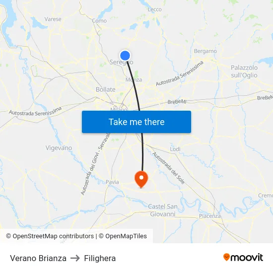 Verano Brianza to Filighera map