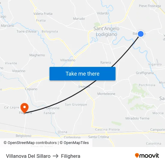 Villanova Del Sillaro to Filighera map
