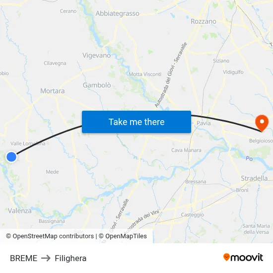 Breme to Filighera map