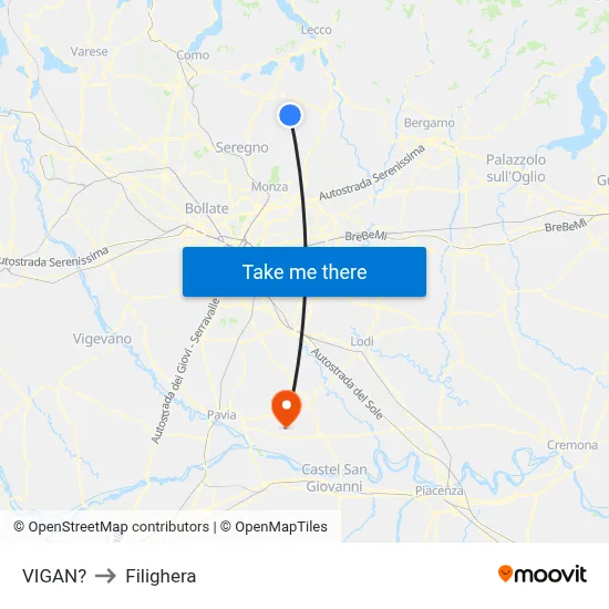 Vigano to Filighera map