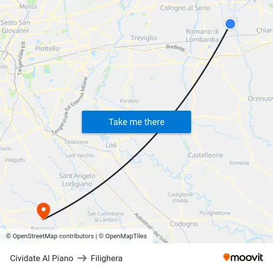 Cividate Al Piano to Filighera map