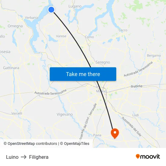 Luino to Filighera map