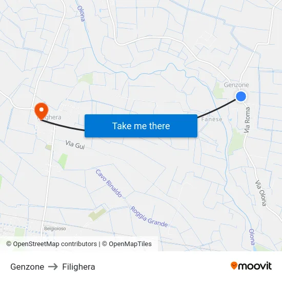 Genzone to Filighera map