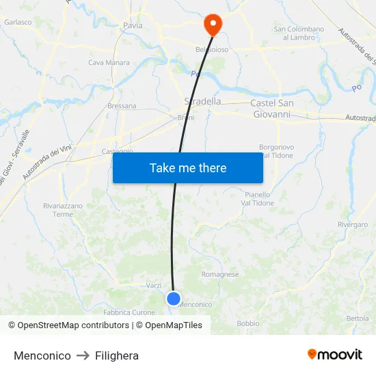 Menconico to Filighera map