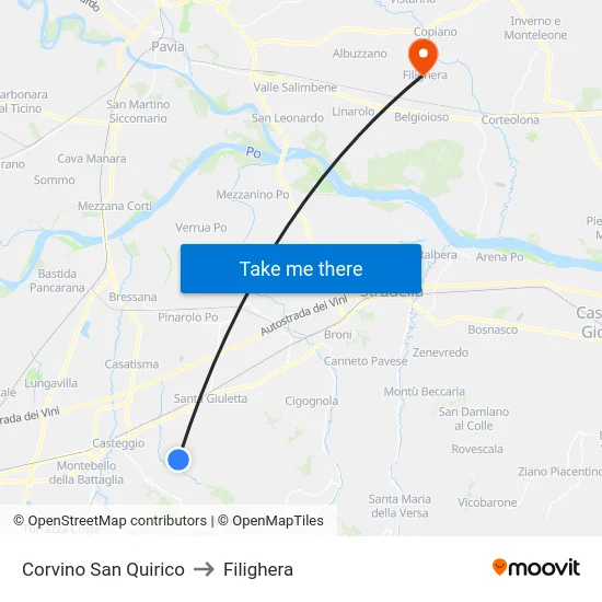 Corvino San Quirico to Filighera map