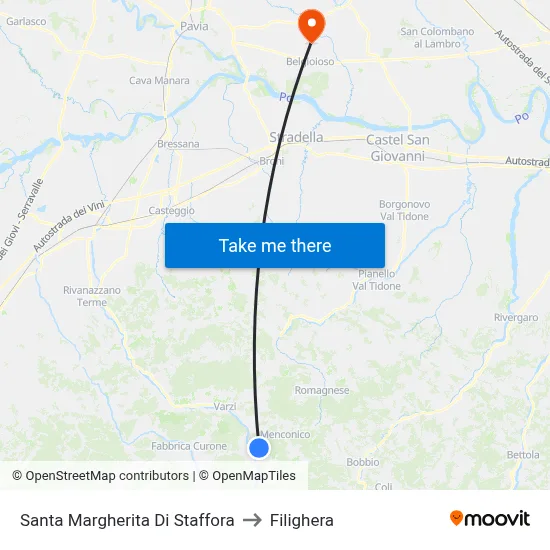 Santa Margherita di Staffora to Filighera map