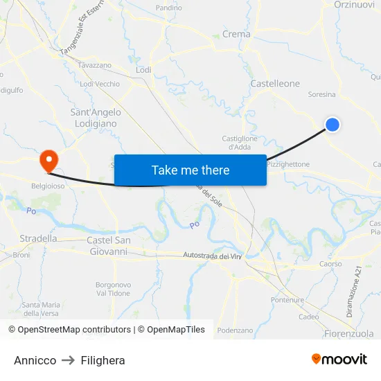 Annicco to Filighera map