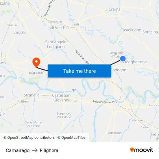 Camairago to Filighera map