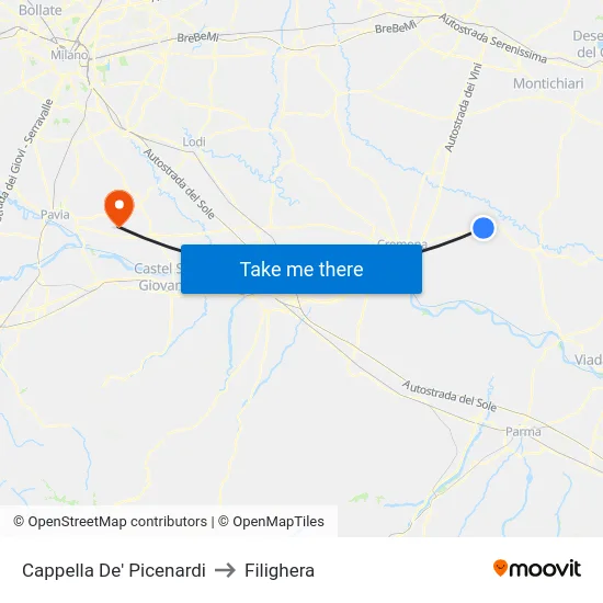 Cappella De' Picenardi to Filighera map