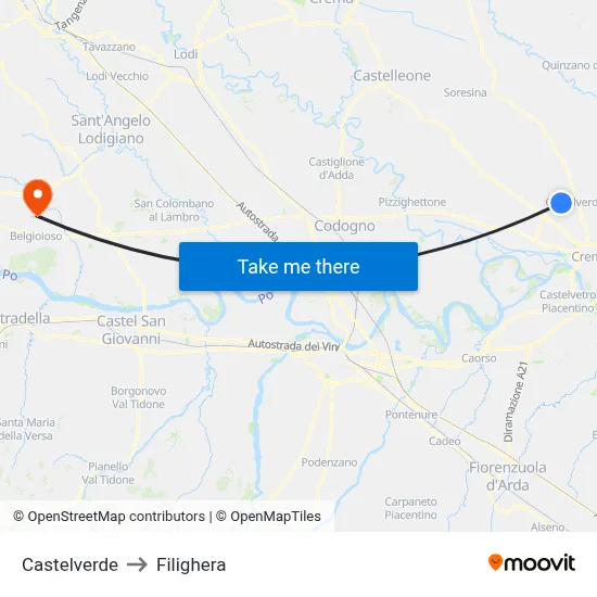 Castelverde to Filighera map