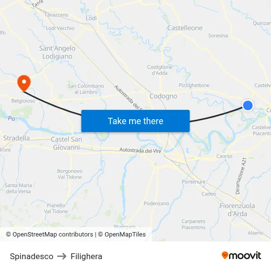 Spinadesco to Filighera map