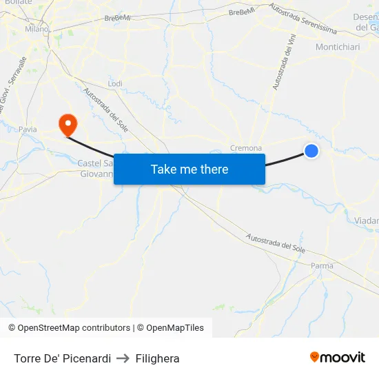 Torre De' Picenardi to Filighera map