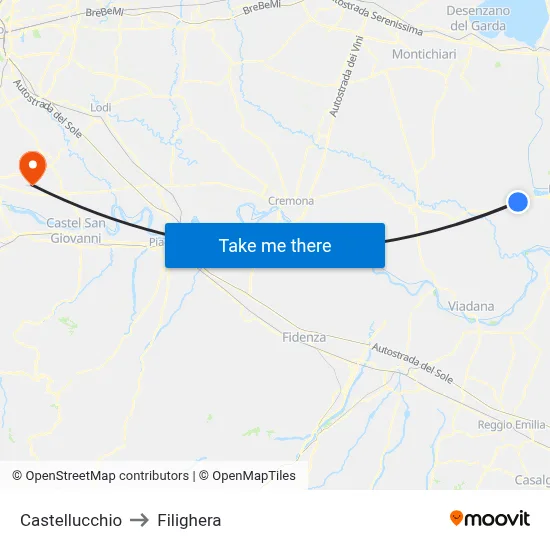 Castellucchio to Filighera map