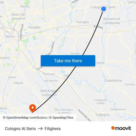 Cologno Al Serio to Filighera map