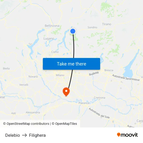 Delebio to Filighera map