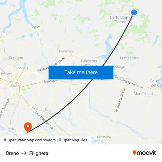 Breno to Filighera map