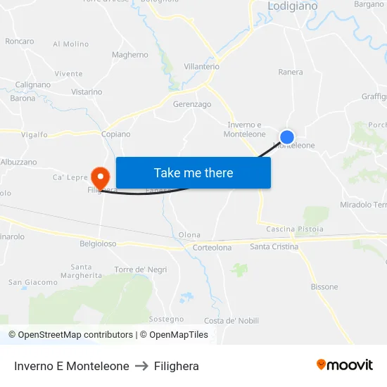 Inverno e Monteleone to Filighera map