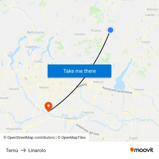 Temù to Linarolo map