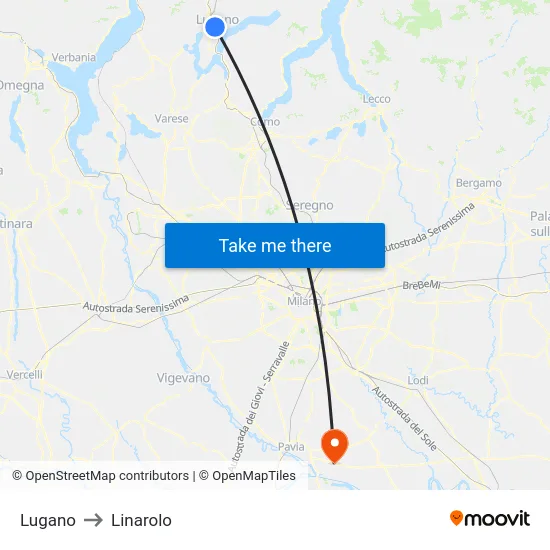 Lugano to Linarolo map