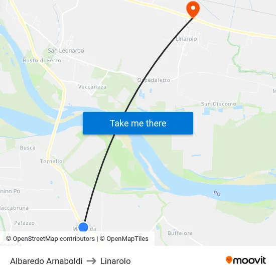 Albaredo Arnaboldi to Linarolo map