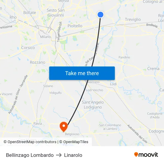 Bellinzago Lombardo to Linarolo map