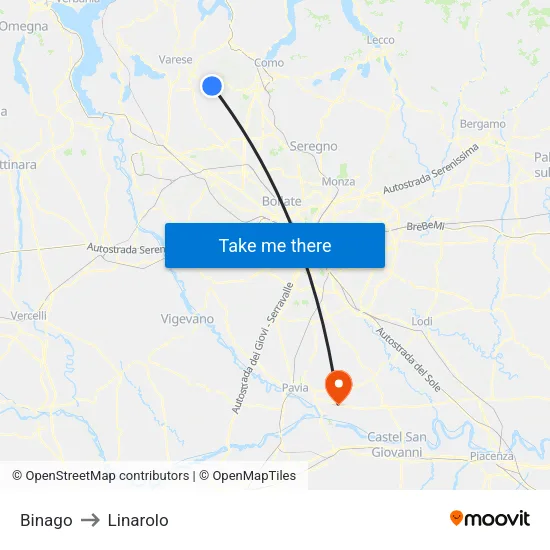 Binago to Linarolo map