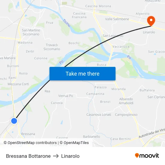 Bressana Bottarone to Linarolo map