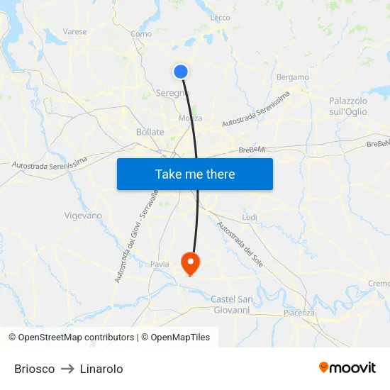 Briosco to Linarolo map
