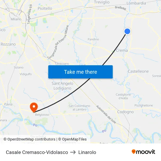 Casale Cremasco-Vidolasco to Linarolo map