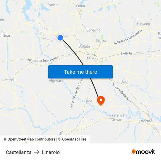 Castellanza to Linarolo map