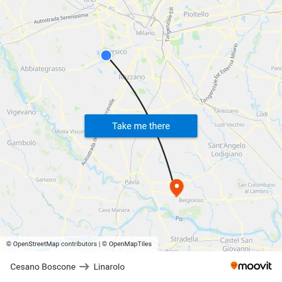 Cesano Boscone to Linarolo map