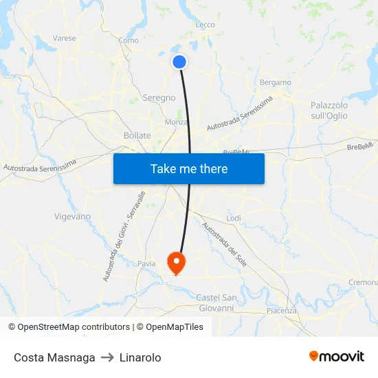 Costa Masnaga to Linarolo map