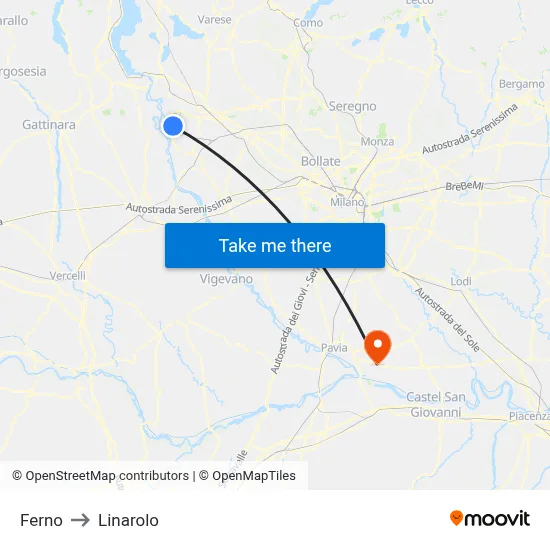 Ferno to Linarolo map