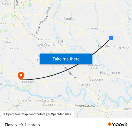 Fiesco to Linarolo map
