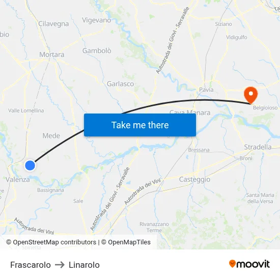 Frascarolo to Linarolo map
