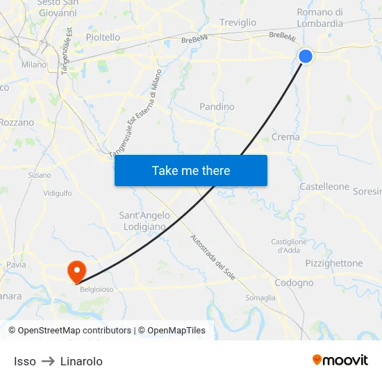 Isso to Linarolo map