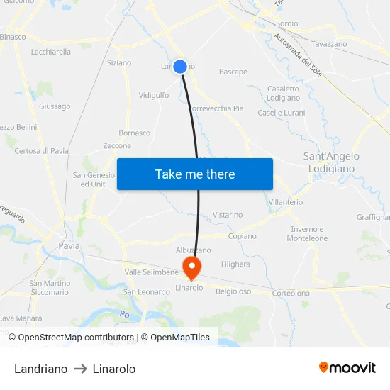 Landriano to Linarolo map