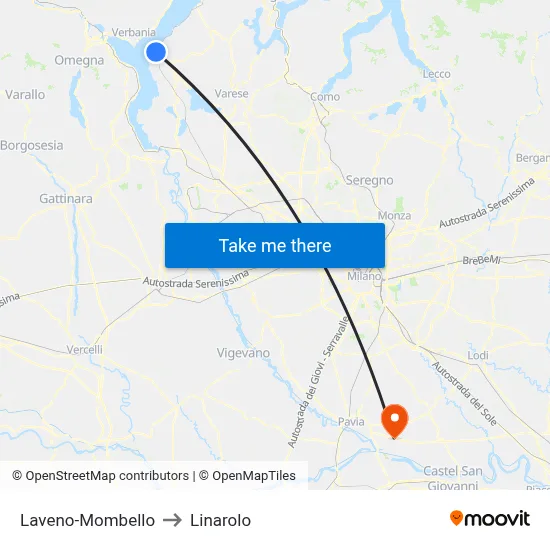 Laveno-Mombello to Linarolo map