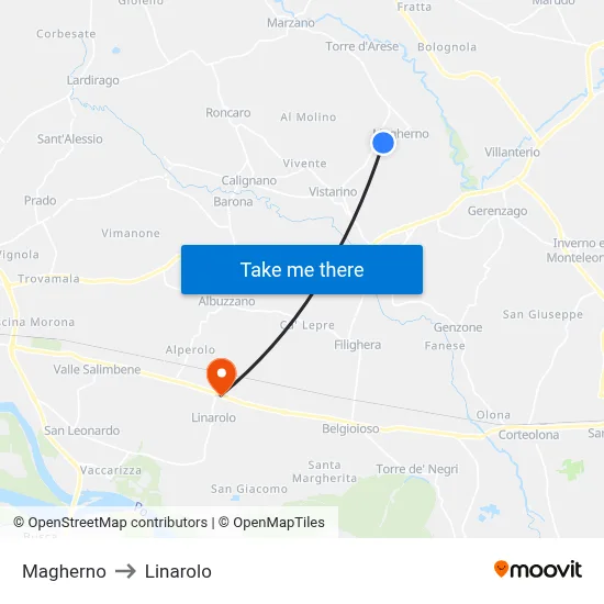 Magherno to Linarolo map