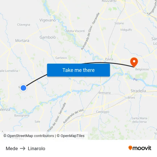 Mede to Linarolo map