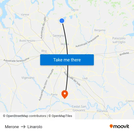 Merone to Linarolo map