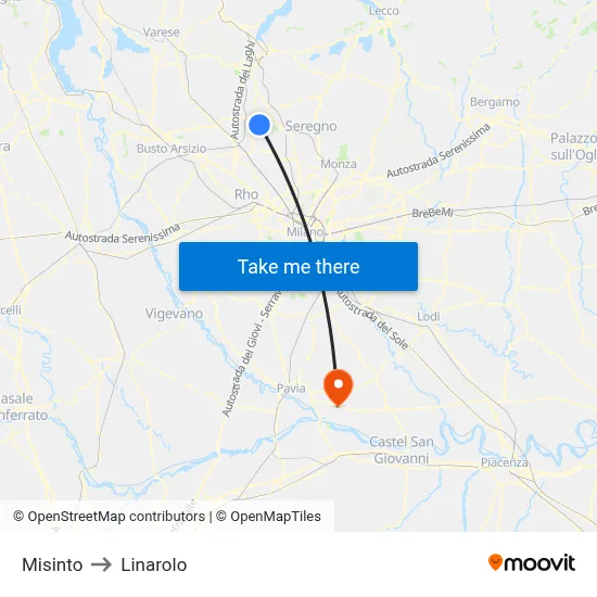 Misinto to Linarolo map