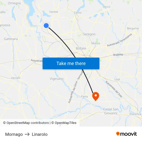 Mornago to Linarolo map
