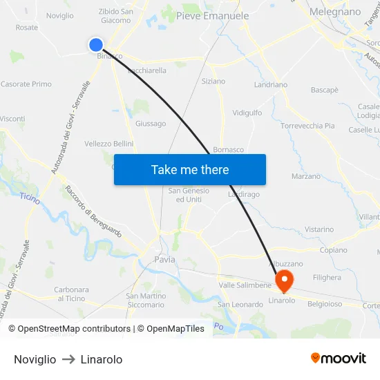 Noviglio to Linarolo map
