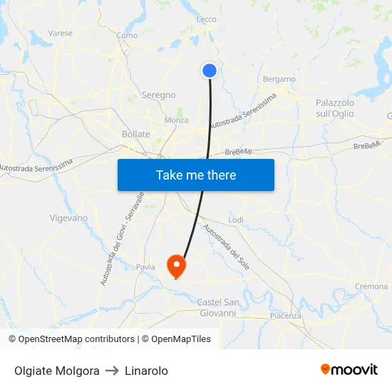 Olgiate Molgora to Linarolo map