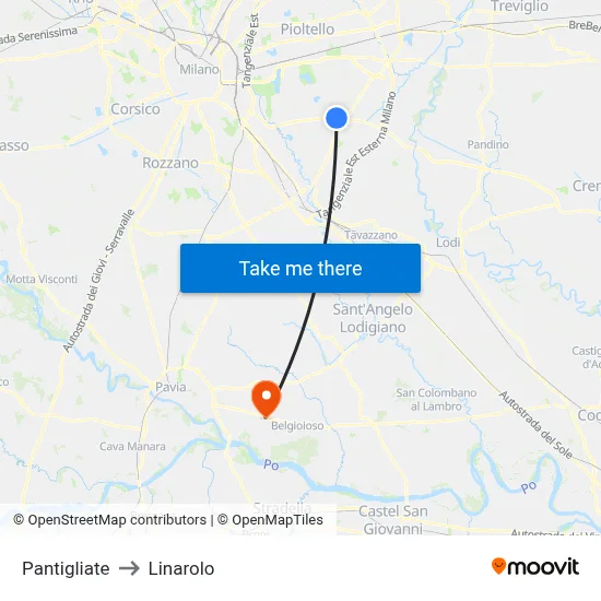 Pantigliate to Linarolo map
