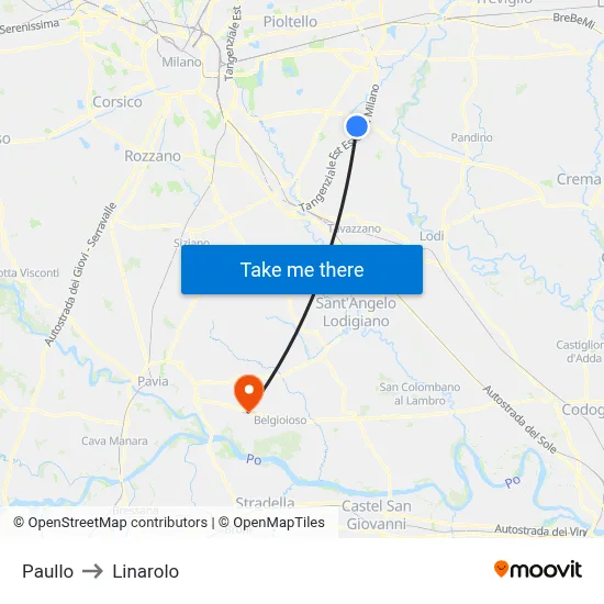 Paullo to Linarolo map