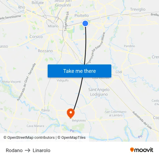 Rodano to Linarolo map